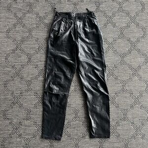 Vintage Leather Pants Women's 10 Black Genuine 80s 90s Korea